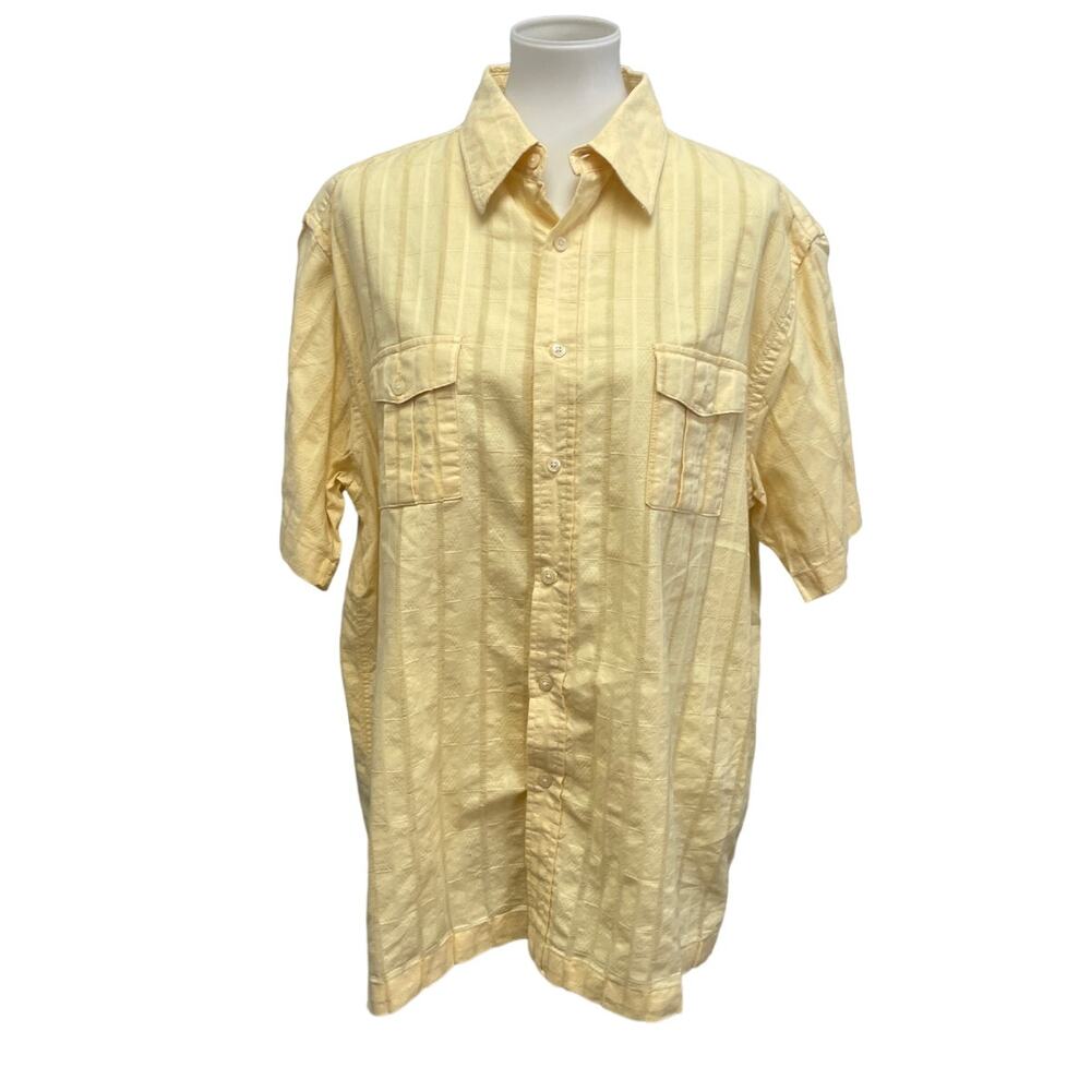 Axist Mens XL 100% Cottton Plaid Short Sleeve Button Down Shirt w Front Pockets